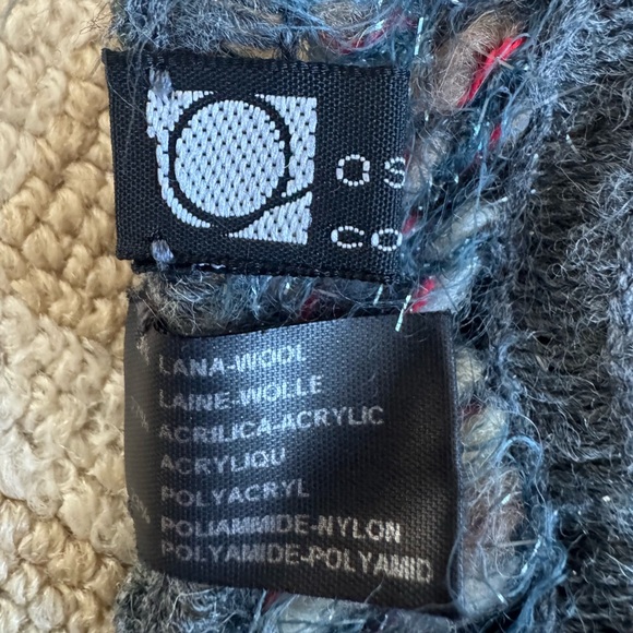 Ostinelli Boucle Knit Scarf Charcoal Multicolor Textured Winter Made In Italy OS - Picture 4 of 8